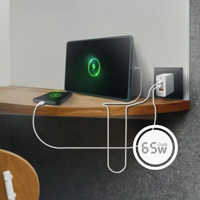 Aisens ASCH-65W3P007-W Cargador GaN de Pared 2x USB Tipo-C/ 1x Aisens ASCH-65W3P007-W Cargador GaN de Pared 2x USB Tipo-C/ 1x