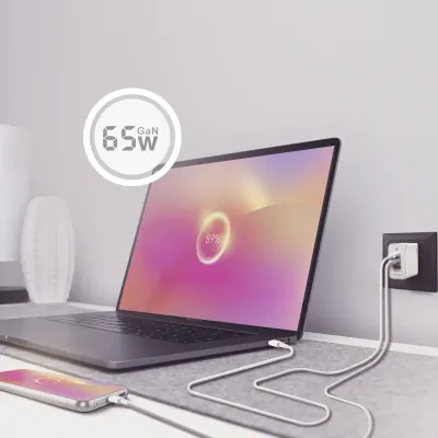Aisens ASCH-65W3P007-W Cargador GaN de Pared 2x USB Tipo-C/ 1x Aisens ASCH-65W3P007-W Cargador GaN de Pared 2x USB Tipo-C/ 1x