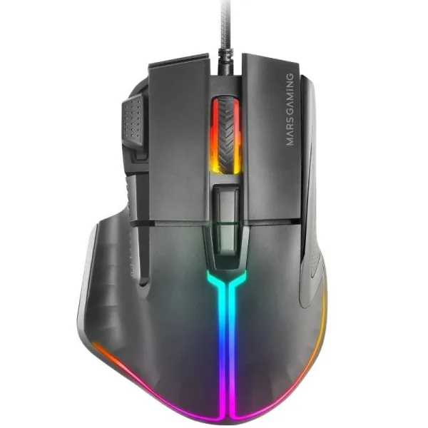 Mars Gaming MM-XT Ratón Gaming RGB Ergonómico con Reposa Pulgar 12800DPI Switches Huano Negro