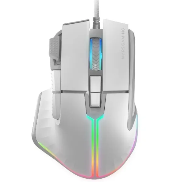 Mars Gaming MM-XT Ratón Gaming RGB Ergonómico con Reposa Pulgar 12800DPI Switches Huano Blanco