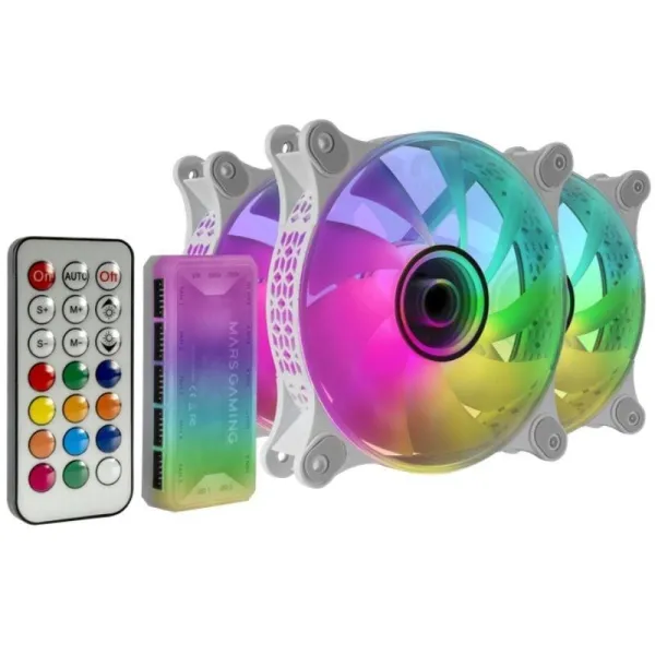 Mars Gaming MF-3DKIT Kit 3 Ventiladores ARGB 12cm Espejo Infinito Blanco