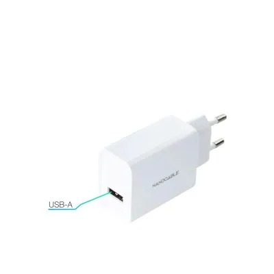 Cargador de Pared Nanocable 10.10.2003/ 1xUSB/ 2.1A/ Blanco