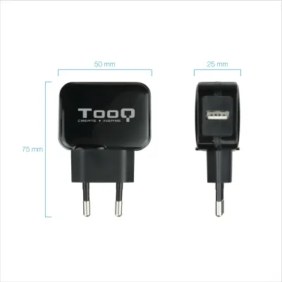 Cargador de Pared TooQ TQWC-1S01/ 1xUSB/ 12W/ Negro Cargador de Pared TooQ TQWC-1S01/ 1xUSB/ 12W/ Negro