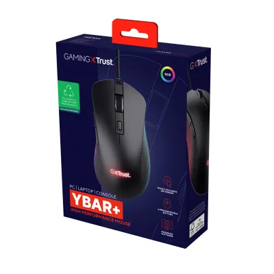 Trust GXT924 YBAR Plus Ratón Gaming RGB 25600 DPI Negro