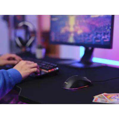 Trust GXT924 YBAR Plus Ratón Gaming RGB 25600 DPI Negro