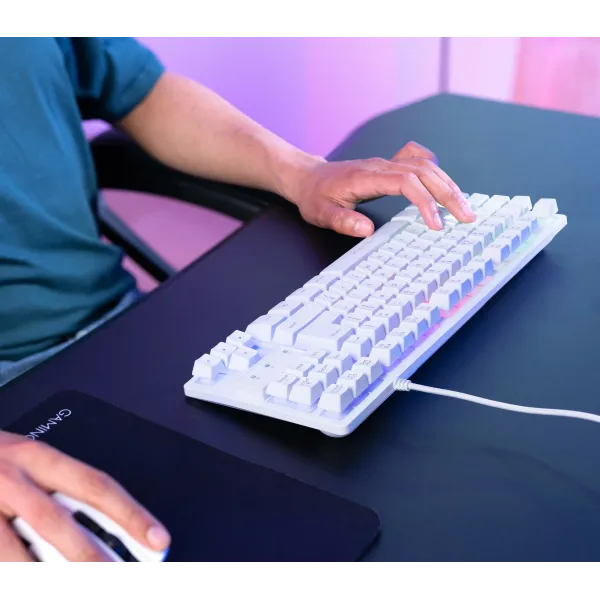 Trust GXT 833W Thado TKL Teclado USB Gaming con Iluminación LED Blanco