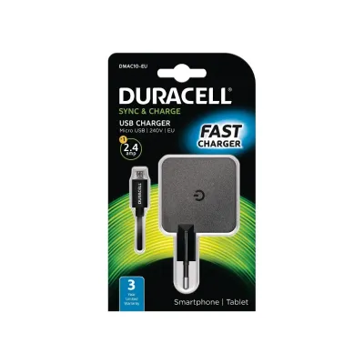 Cargador de Pared Duracell DMAC10-EU/ 1xUSB/ 2.4A Cargador de Pared Duracell DMAC10-EU/ 1xUSB/ 2.4A