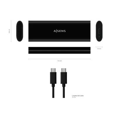 Aisens ASM2-014B Caja Externa para Disco SSD M.2 SATA/NVMe USB-C