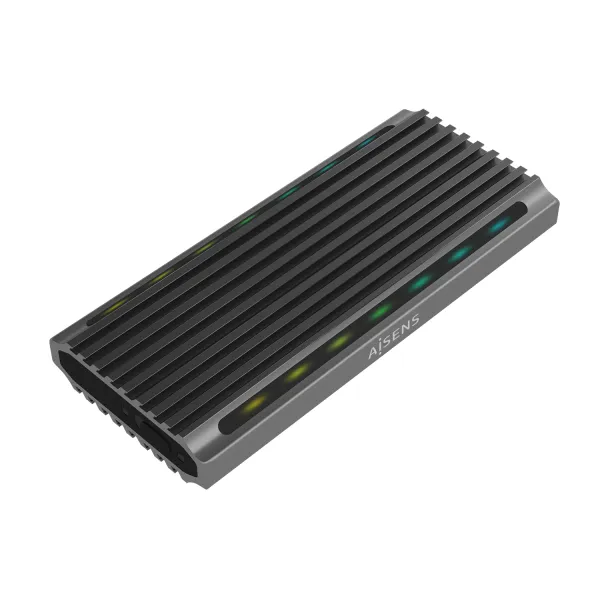 Aisens ASM2-RGB011GR Caja Externa para Disco Duro SSD M.2 SATA/NVMe USB-C