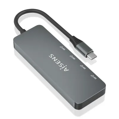 Aisens HUB USB 3.2 Gen2 10G USB-C + 4x USB-C/H 15cm Gris
