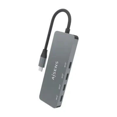Aisens HUB USB 3.2 Gen2 10G USB-C + 4x USB-C/H 15cm Gris