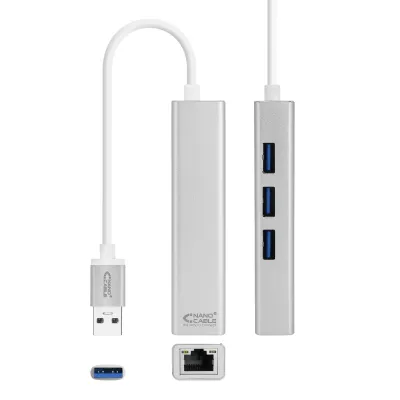 Nanocable Conversor USB 3.0 a Ethernet Gigabit + 3xUSB 3.0 15cm Nanocable Conversor USB 3.0 a Ethernet Gigabit + 3xUSB 3.0 15cm