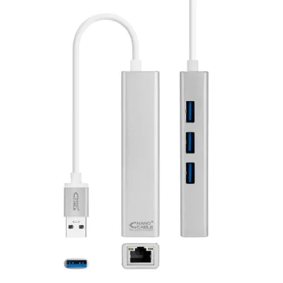 Nanocable Conversor USB 3.0 a Ethernet Gigabit + 3xUSB 3.0 15cm Nanocable Conversor USB 3.0 a Ethernet Gigabit + 3xUSB 3.0 15cm