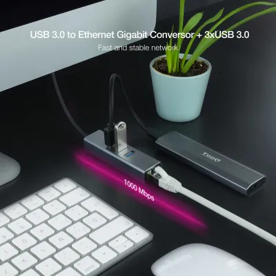 Nanocable Hub USB 3.0 a Ethernet Gigabit +3x USB 3.0 Aluminio