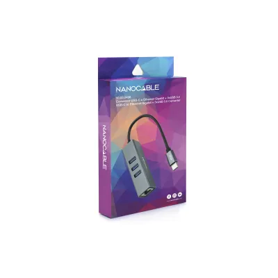 Nanocable Hub USB-C a Ethernet Gigabit + 3x USB 3.0 Aluminio Nanocable Hub USB-C a Ethernet Gigabit + 3x USB 3.0 Aluminio