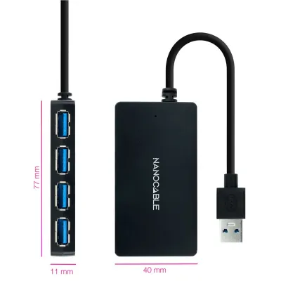 Nanocable 10.16.4403 Hub 4x USB 3.0 Negro Nanocable 10.16.4403 Hub 4x USB 3.0 Negro