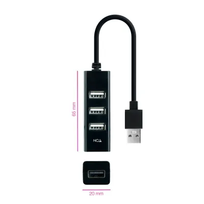 Nanocable 10.16.4404 Hub 4x USB 2.0 Negro