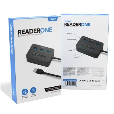 Hub USB 3.0 Nox Reader One/ 3xUSB/ 1x Lector de Tarjetas Hub USB 3.0 Nox Reader One/ 3xUSB/ 1x Lector de Tarjetas