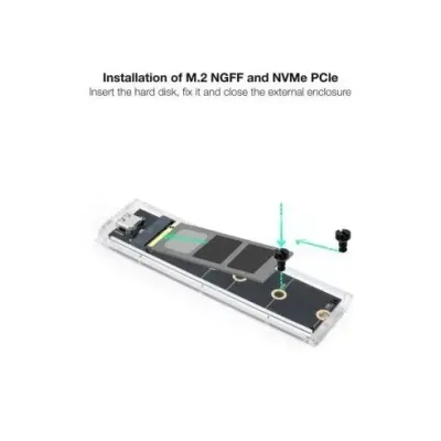 TooQ Caja Externa RGB para SSD M.2 NGFF/NVMe Transparente