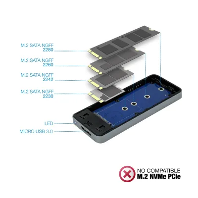 TooQ TQE-2281G Caja Externa para SSD M.2 NGFF a USB-C 3.1 TooQ TQE-2281G Caja Externa para SSD M.2 NGFF a USB-C 3.1