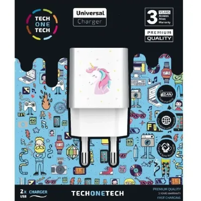 Cargador de Pared Tech One Tech Unicornio Dream/ 2xUSB/ 2.4A/