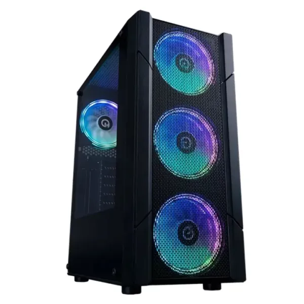 Hiditec V30M ARGB Negra 4 Vent HEXAGONAL Frontal+lateral Cristal