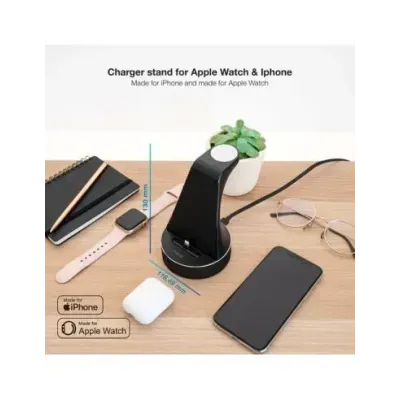 BASE CARGA TOOQ TQCD02L PARA Apple WATCH + iPhone COLOR NEGRO