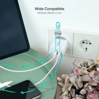 Cargador de Pared TooQ TQWC-2SC04WT/ 1xUSB Tipo-C/ 1xUSB/ 20W Cargador de Pared TooQ TQWC-2SC04WT/ 1xUSB Tipo-C/ 1xUSB/ 20W