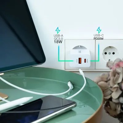 Cargador de Pared TooQ TQWC-2SC04WT/ 1xUSB Tipo-C/ 1xUSB/ 20W Cargador de Pared TooQ TQWC-2SC04WT/ 1xUSB Tipo-C/ 1xUSB/ 20W