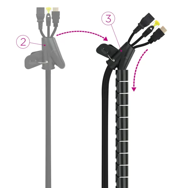 Nanocable Organizador de Cables Flexible 25mm 3m Negro