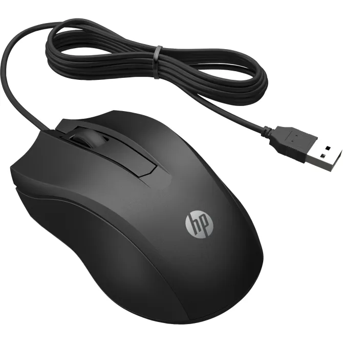HP Wired 100 Ratón 1600 DPI Negro