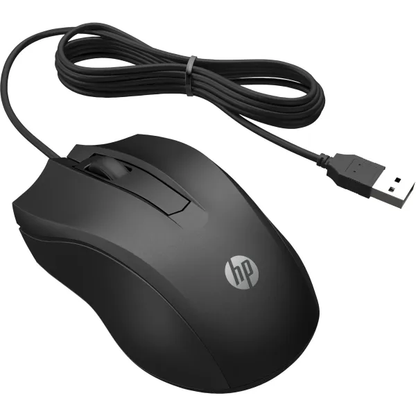 HP Wired 100 Ratón 1600 DPI Negro