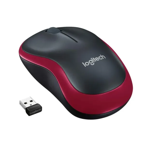 Logitech M185 Ratón Inalámbrico 1000 DPI Negro/Rojo