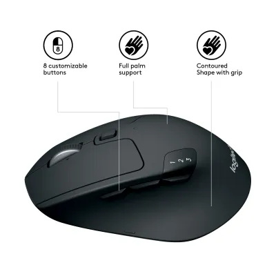 Logitech M720 Triathlon Ratón Inalámbrico Negro 1000DPI
