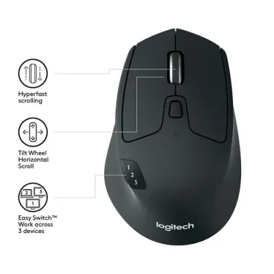 Logitech M720 Triathlon Ratón Inalámbrico Negro 1000DPI