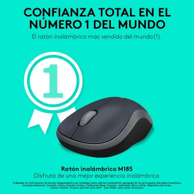 Logitech M185 Ratón Inalámbrico con Mini Receptor USB, Batería