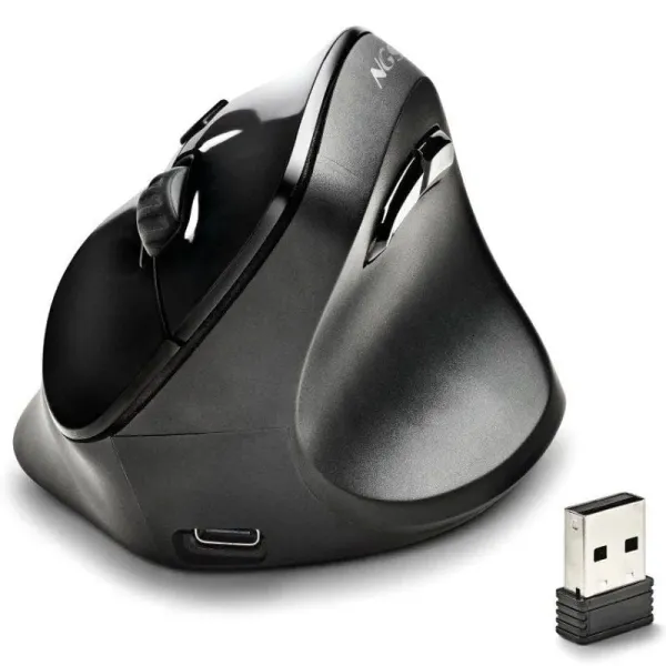 NGS EVO MOKSHA Ratón Vertical Inalámbrico 2400 DPI Negro