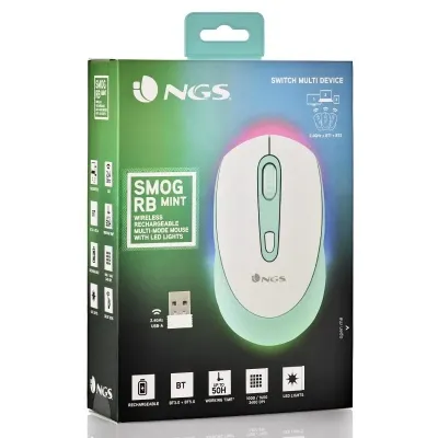 NGS Smog RB Ratón Wireless RGB Multidispositivo Blanco