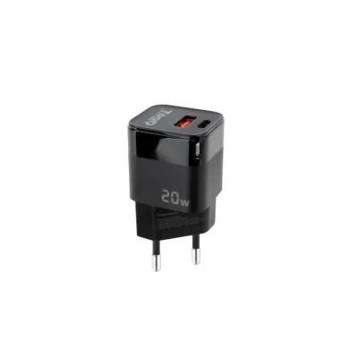 TooQ TQWC-QCPD20 Cargador de Pared USB-C/PD + USB-A/QC 20W Negro