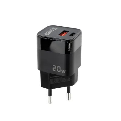 TooQ TQWC-QCPD20 Cargador de Pared USB-C/PD + USB-A/QC 20W Negro