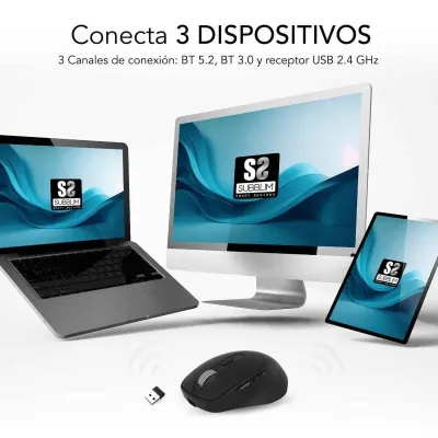 Subblim Comfort Ergo Dual Ratón Ergonómico Inalámbrico para