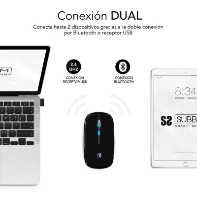Subblim LED Dual Flat Mouse Ratón Óptico Inalámbrico RGB