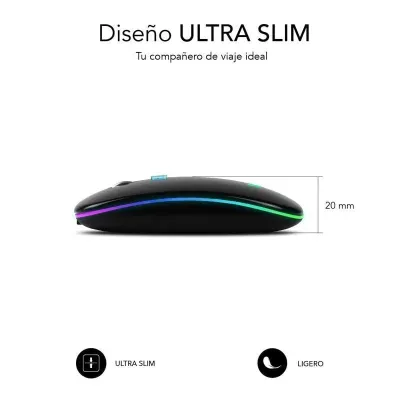 Subblim LED Dual Flat Mouse Ratón Óptico Inalámbrico RGB