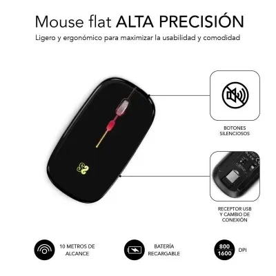 Subblim LED Dual Flat Mouse Ratón Óptico Inalámbrico RGB