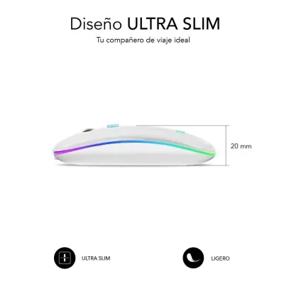 Subblim LED Dual Flat Mouse Ratón Óptico Inalámbrico RGB