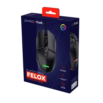 Trust GXT 109 Felox Ratón Gaming Iluminado USB 6400 DPI Negro Trust GXT 109 Felox Ratón Gaming Iluminado USB 6400 DPI Negro