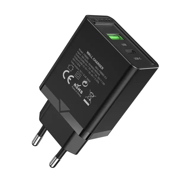 Vention FBBB0-EU Cargador de Pared 1xUSB Tipo-C 1xUSB 20W Negro 