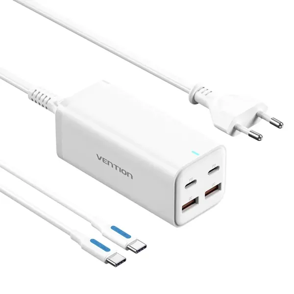 Vention FBSBG-EU Cargador GaN 4 Puertos PD100W para Portátiles Blanco 
