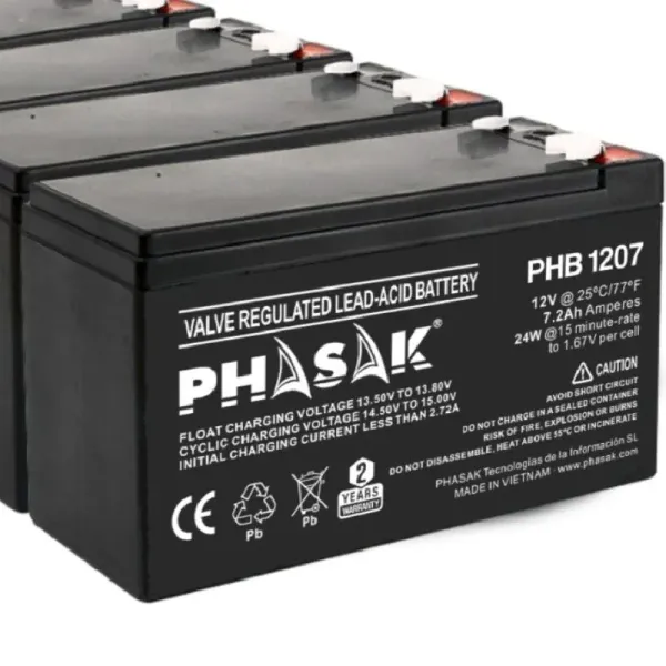 Phasak PHB 1207 Batería para SAI/UPS 7.2Ah 12V