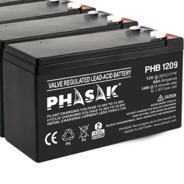Phasak PHB 1209 Batería SAI/UPS 9Ah 12V